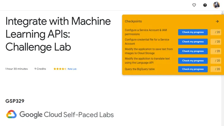 ☁ Integrate with Machine Learning APIs: Challenge Lab | logbook