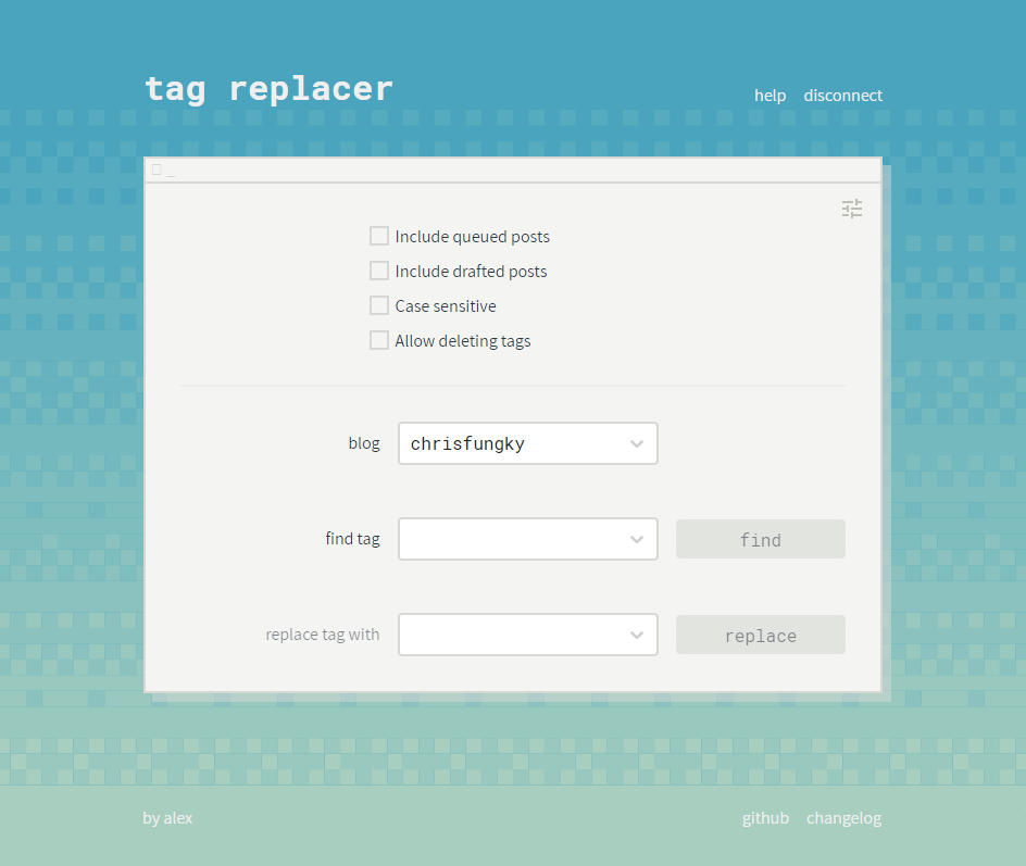 Screenshot of the Tag Replacer (tags.circumfluo.us)